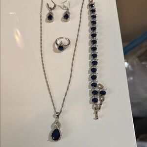 Elegant Blue and Silver Jewelry Set